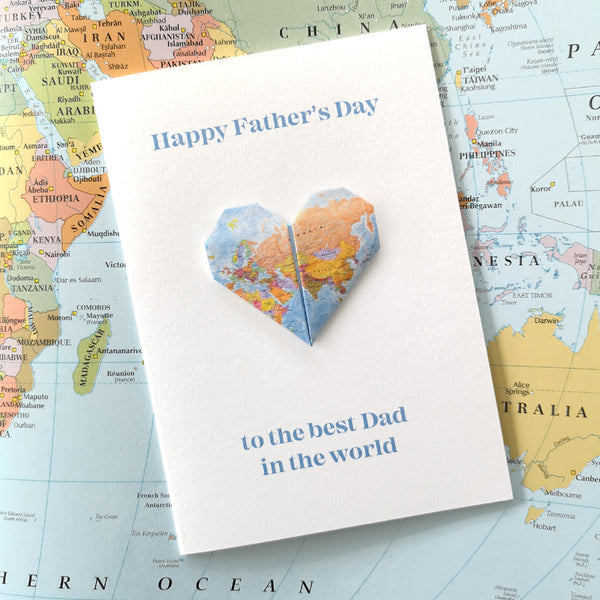 Father's Day origami map heart card