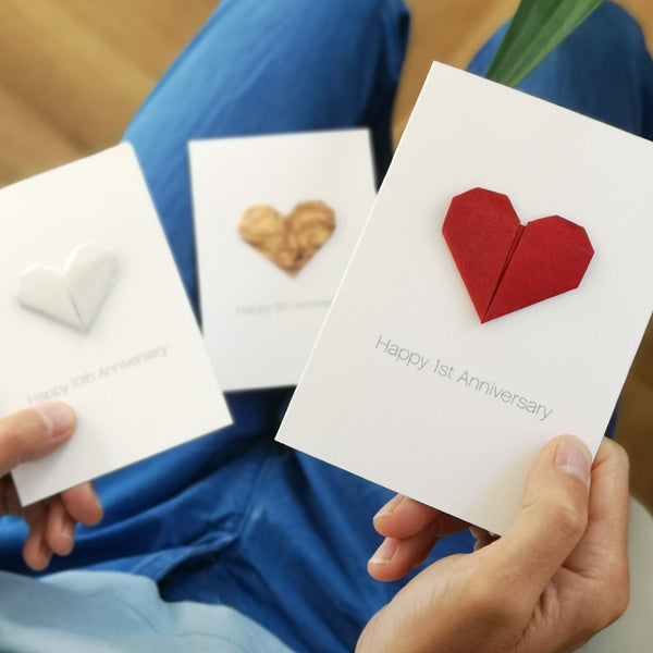 Personalised Anniversary by Year Origami Heart Card