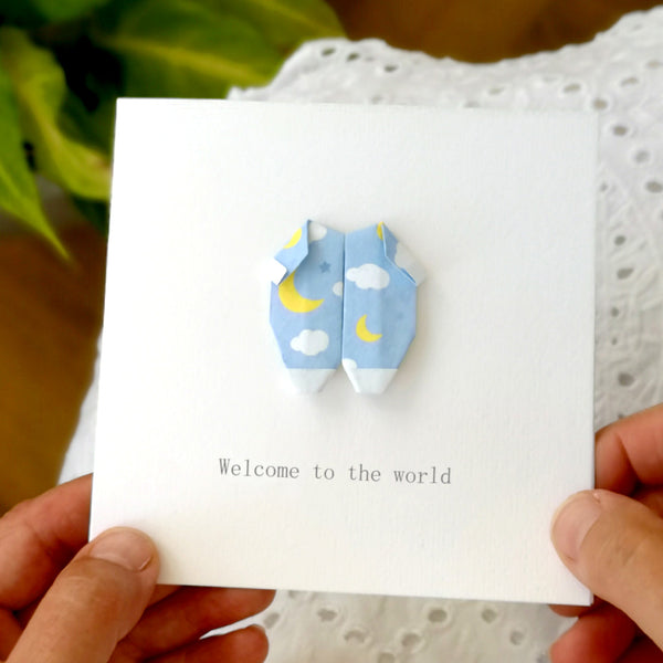 Personalised New Baby Origami Baby Grow Card