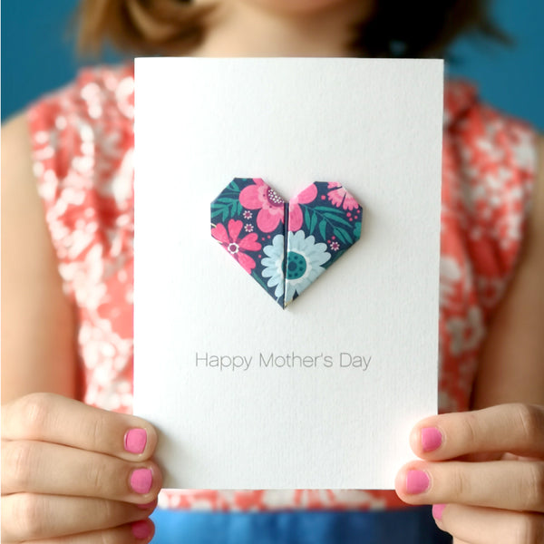 Personalised Mother's Day Origami Flower Heart Card
