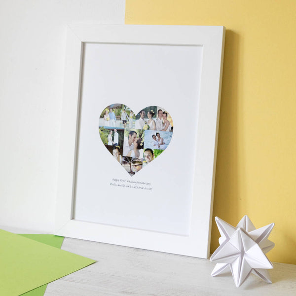 Wedding Anniversary Photo Heart Collage Print