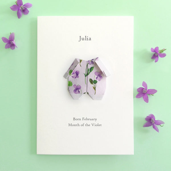 Personalised Birth Flower New Baby Origami Card