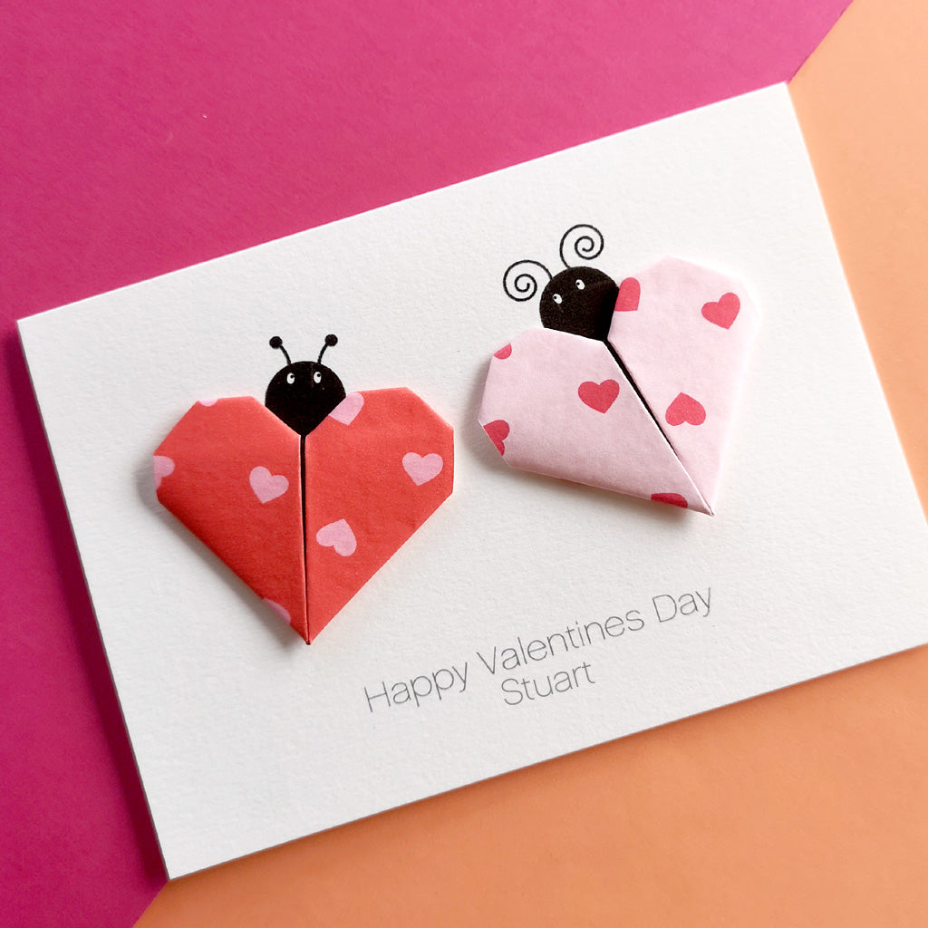 Personalised Love Bug Origami Valentines Day Card