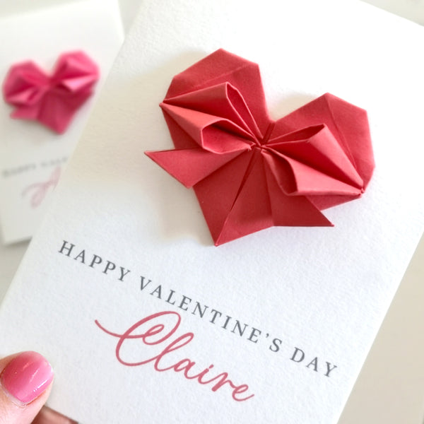 Personalised Valentine's Day Origami Heart Card