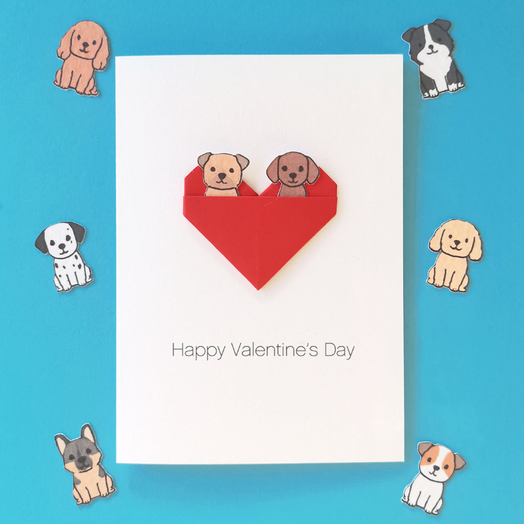 Personalised Dog Valentine's Day Origami Heart Card