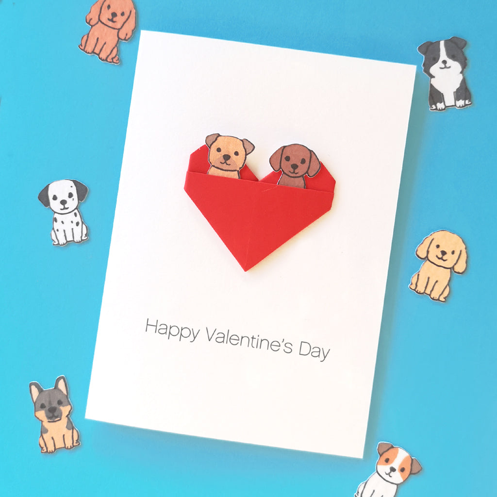 Personalised Dog Valentine's Day Origami Heart Card
