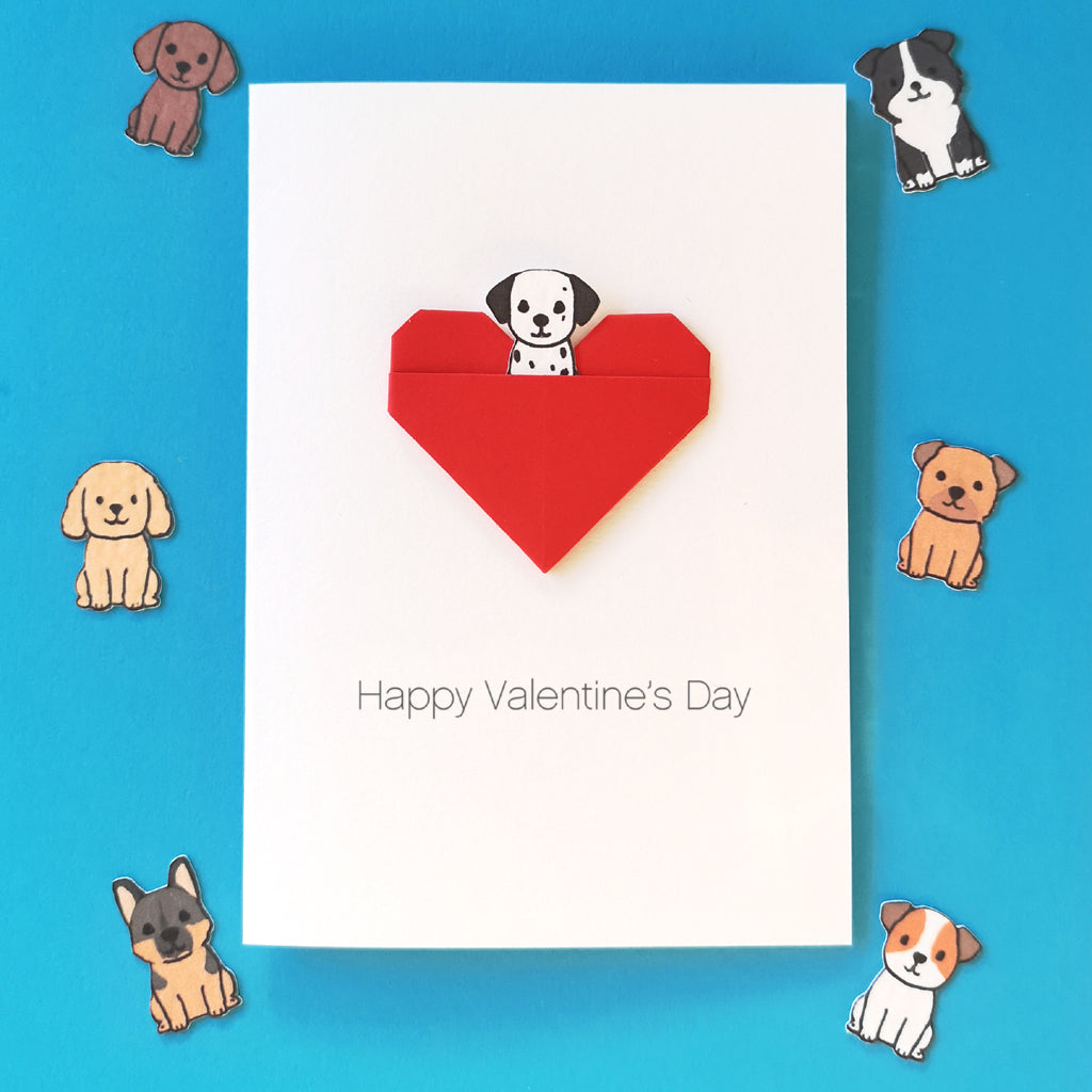Personalised Dog Valentine's Day Origami Heart Card