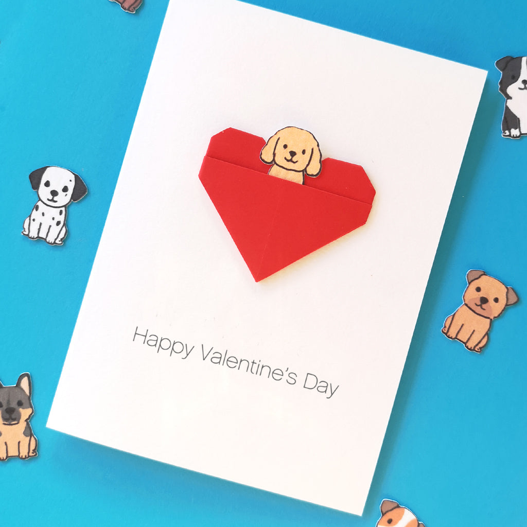 Personalised Dog Valentine's Day Origami Heart Card