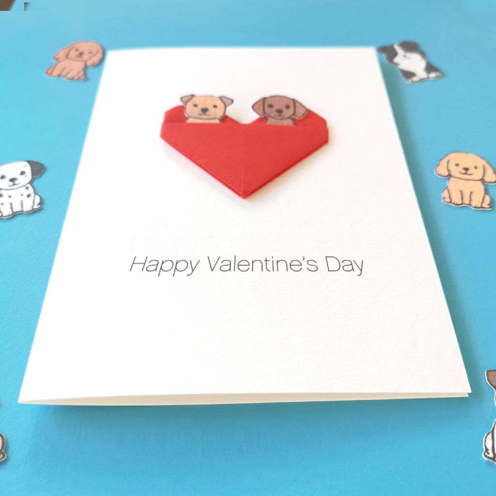 Personalised Dog Valentine's Day Origami Heart Card