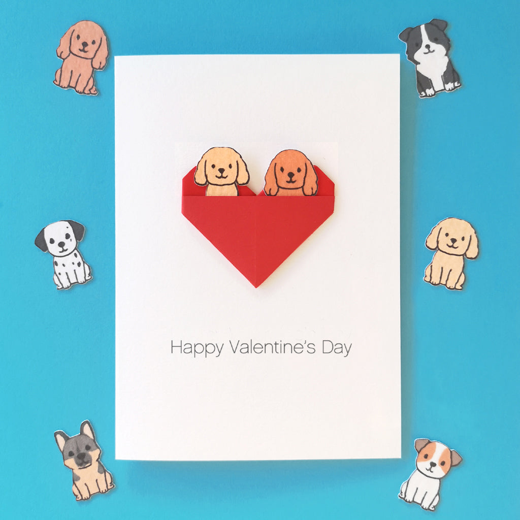 Personalised Dog Valentine's Day Origami Heart Card