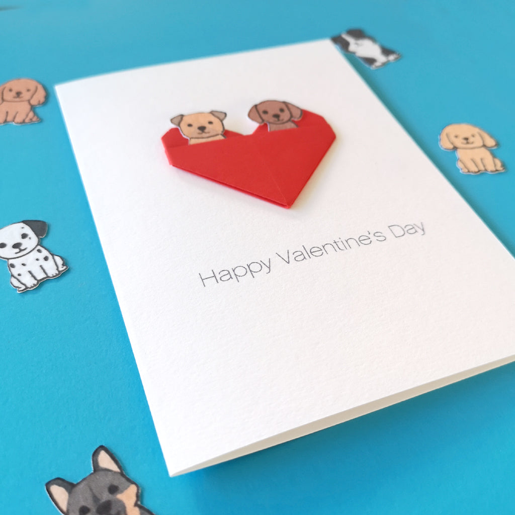 Personalised Dog Valentine's Day Origami Heart Card