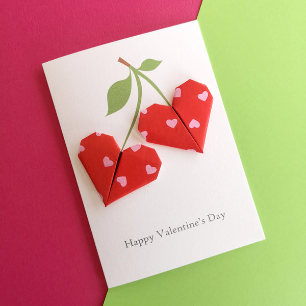 Personalised Origami Cherry Heart Valentines Day Card