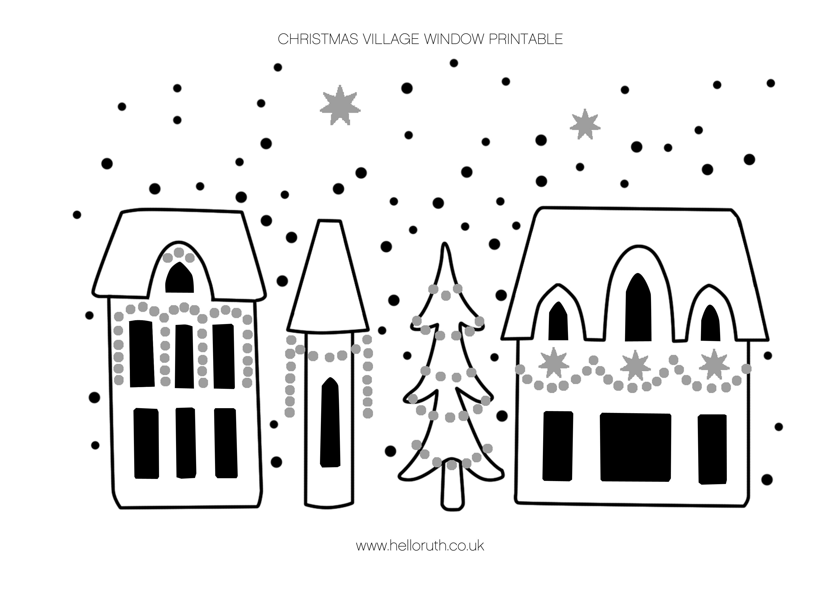 Christmas Village Chalk Window Printable