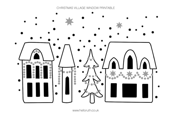 Christmas Village Chalk Window Printable