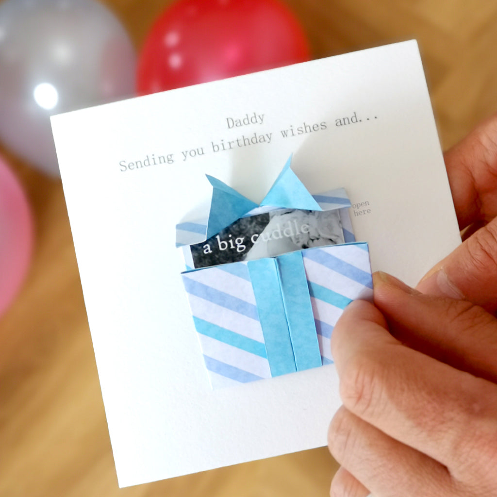 Personalised Birthday Origami Hidden Photo Card For Dad