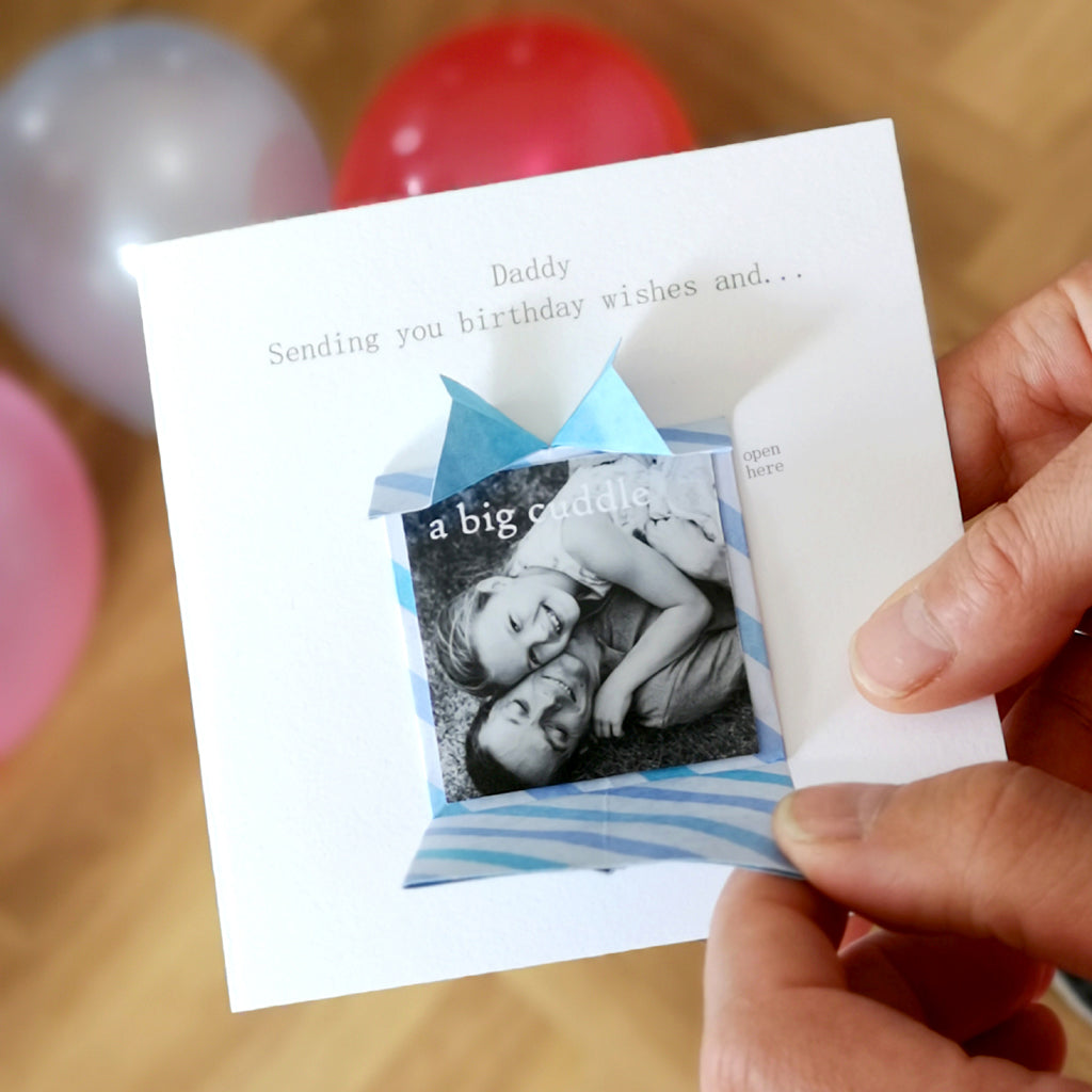 Personalised Birthday Origami Hidden Photo Card For Dad
