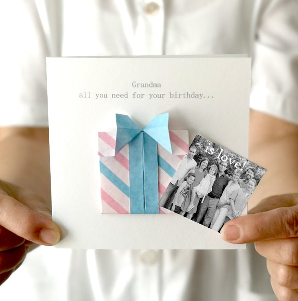 Personalised Birthday Origami Hidden Photo Card For Grandma