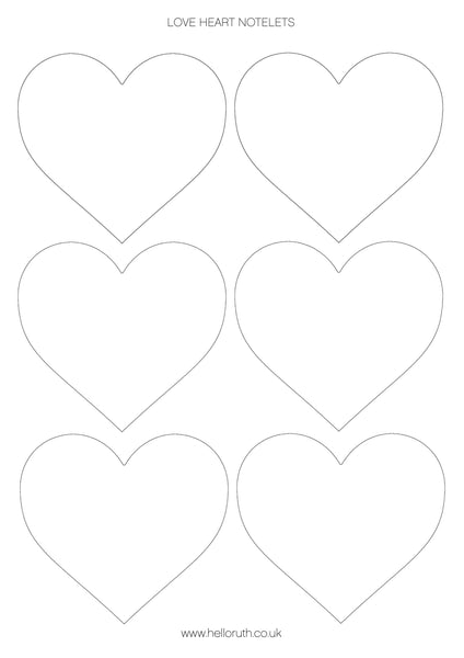 Love heart notelets template