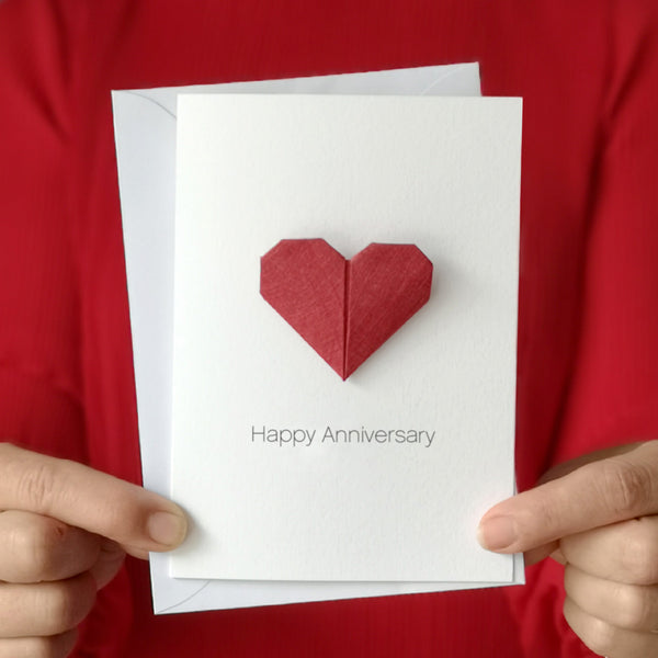 Personalised Anniversary Origami Heart Card