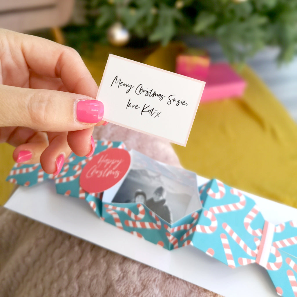 Personalised Origami Christmas Cracker Photo Greeting card