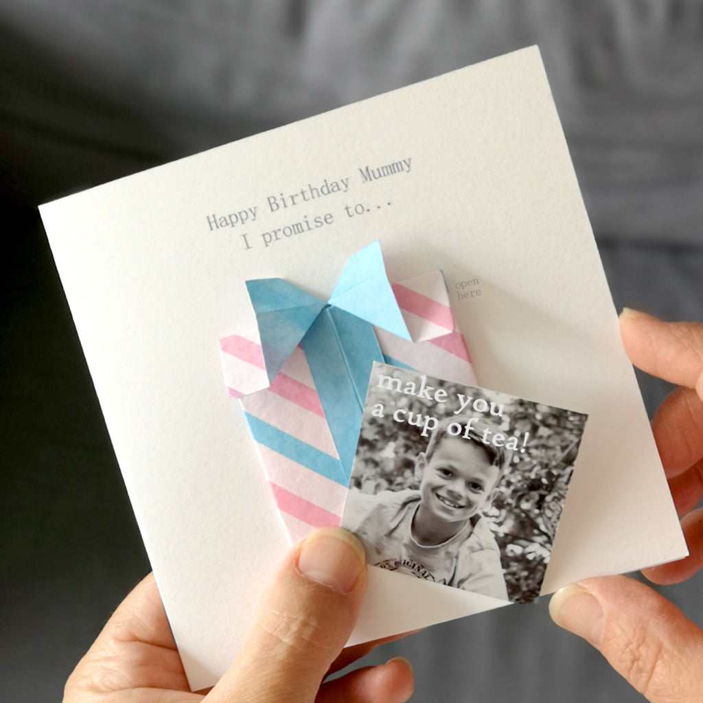 Personalised Birthday Origami Hidden Photo Card For Mum