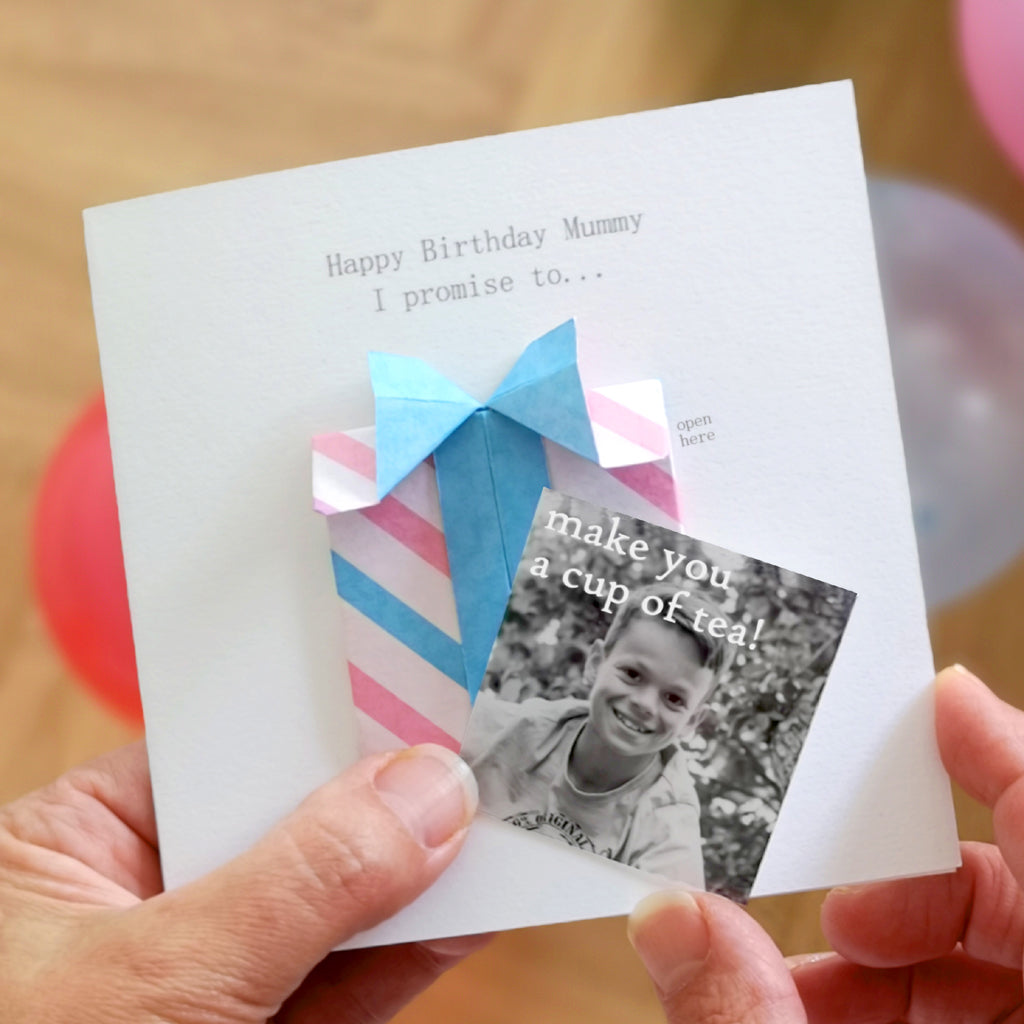 Personalised Birthday Origami Hidden Photo Card For Mum