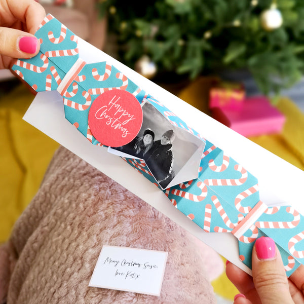 Personalised Origami Christmas Cracker Photo Greeting card
