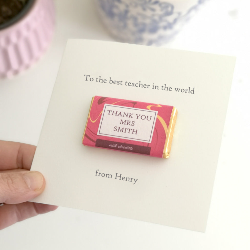 Personalised Teacher Thank You Card With Chocolate