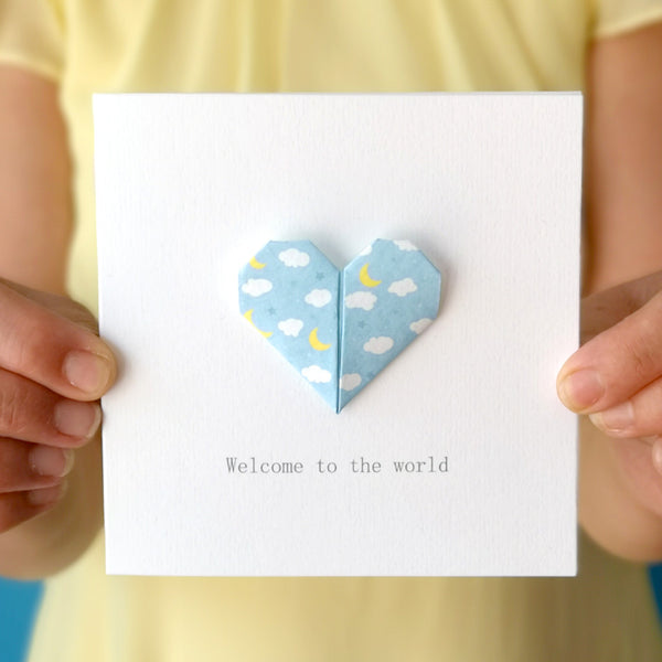Personalised New Baby Origami Heart Card