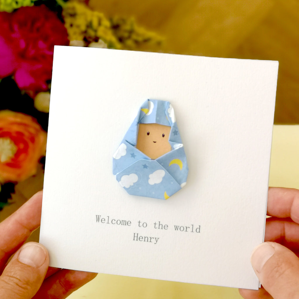 Personalised Origami New Baby Card