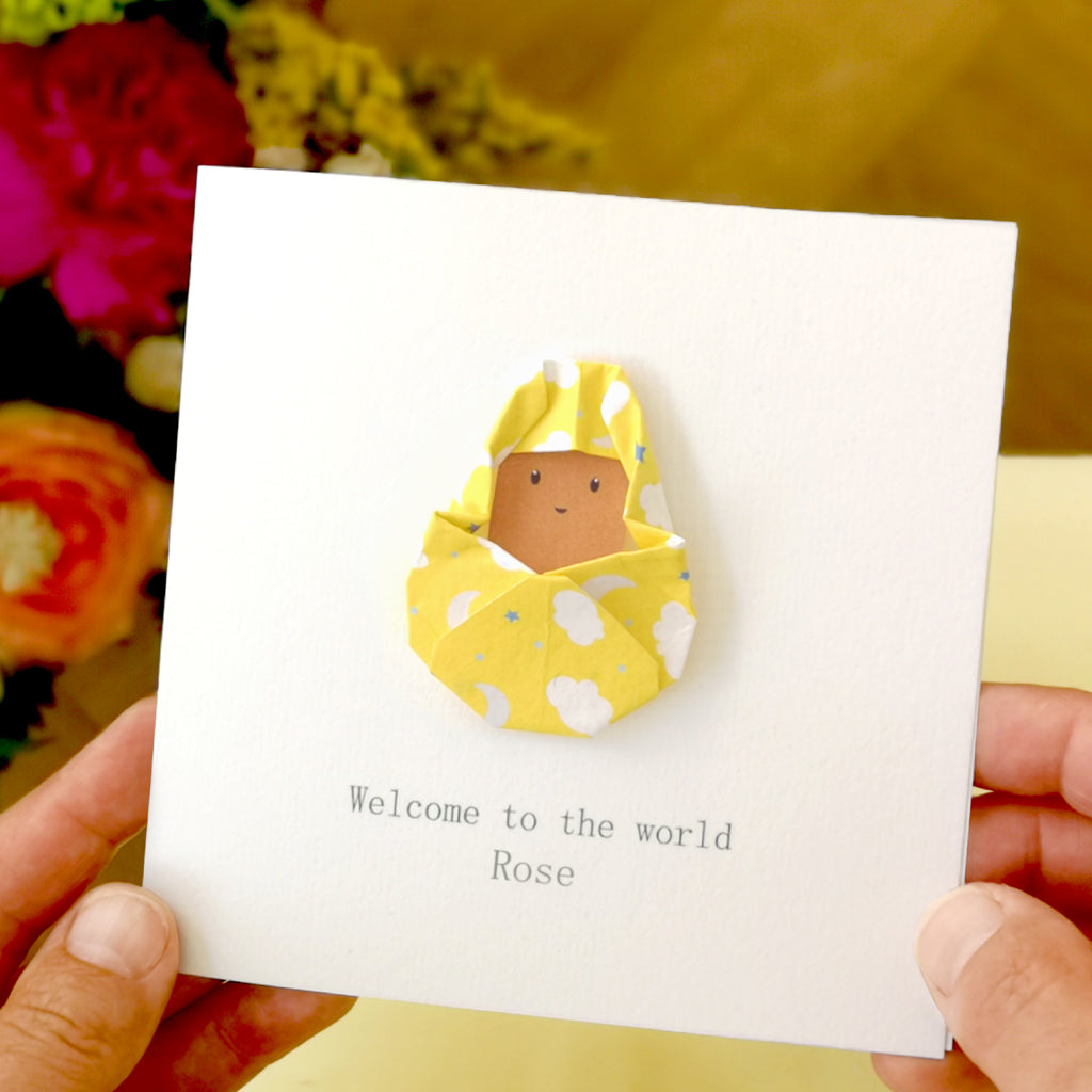 Personalised Origami New Baby Card