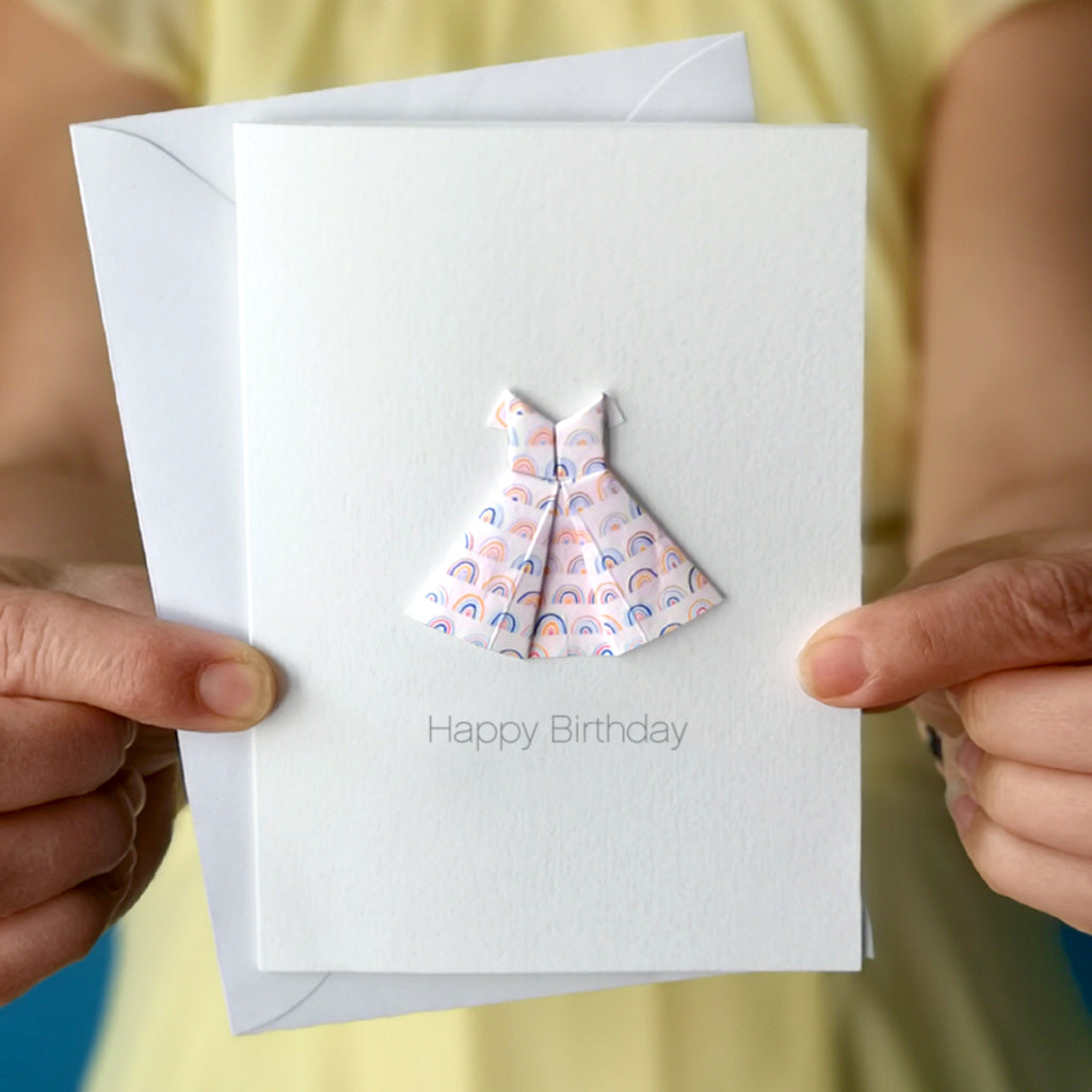 Personalised Birthday Origami Rainbow Dress Card