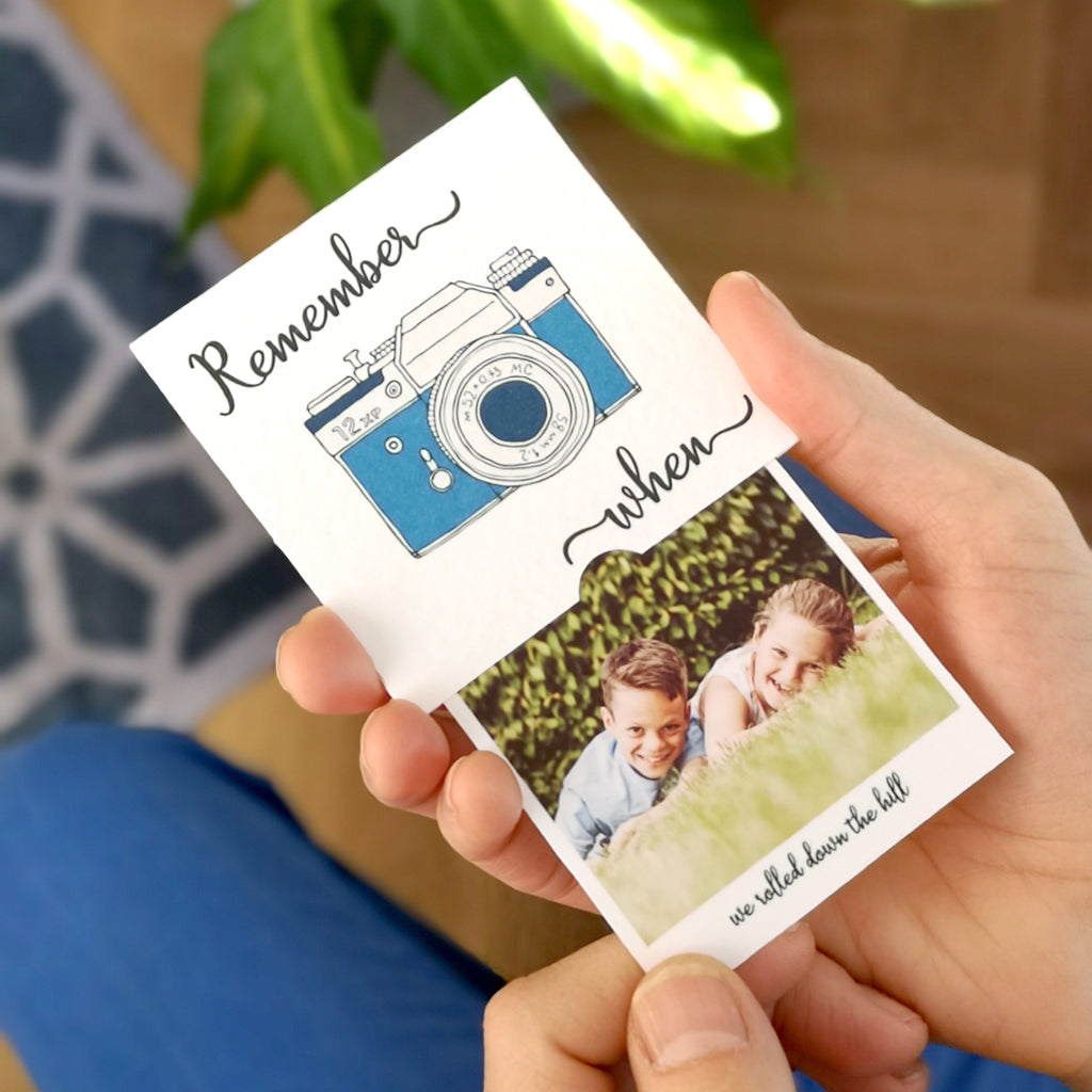 Personalised "remember when" photo slider card