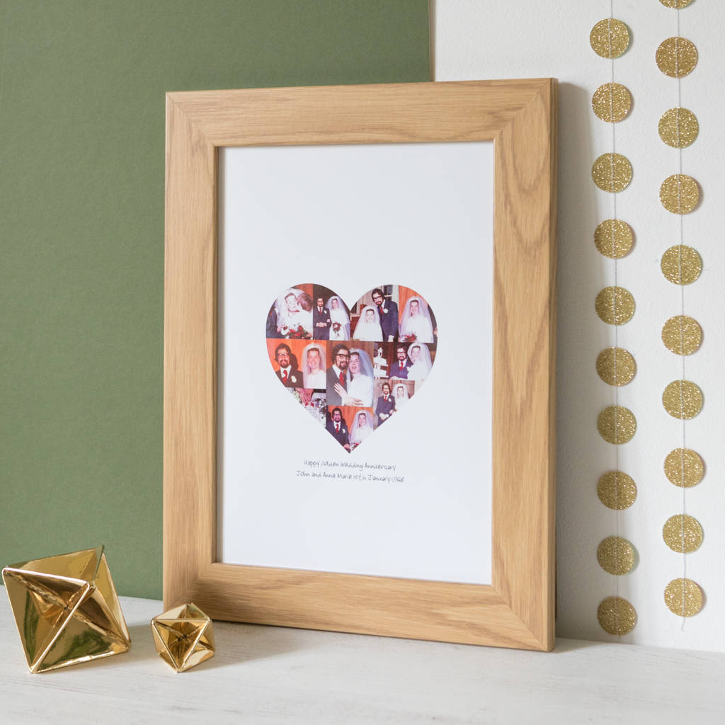 Wedding Anniversary Photo Heart Collage Print